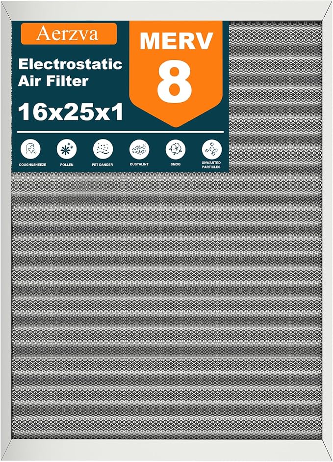 16x25x1 Reusable Air Filter, MERV 8, Permanent Electrostatic Air Filter by Unknown