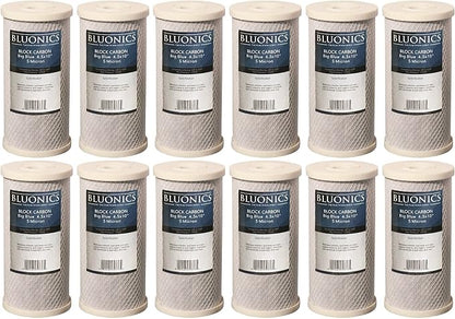 Bluonics Carbon Block Water Filters 12 pcs 4.5" x 10" Cartridges by BLUONICS