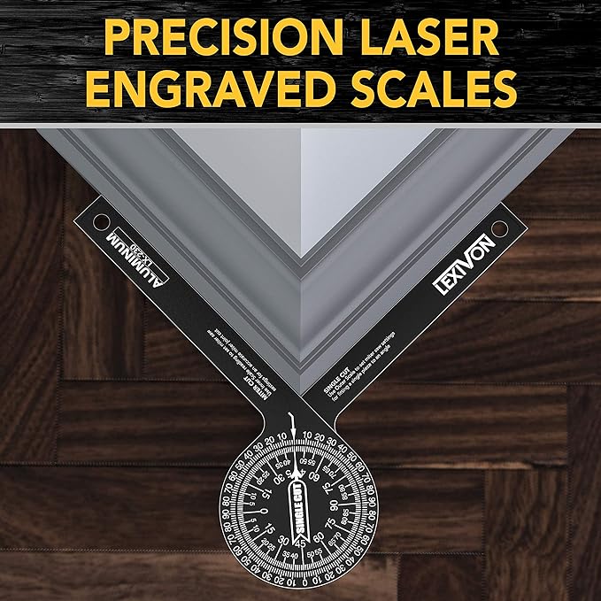 LEXIVON Aluminum Miter Saw Protractor | 7-Inch Rust Proof Angle Finder Featuring Precision Laser Engraved Scales (LX-230)