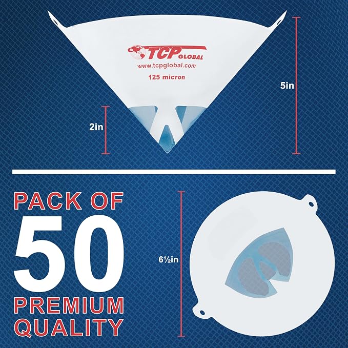 TCP Global - 125 Micron Filter Tips Ultra-Fine Paint Strainer - Pure Blue Nylon - Image 2