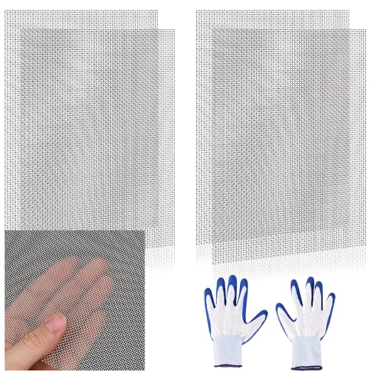 4 Pcs 13x9 20 Mesh 304 Stainless Steel Wire Mesh Sheet, Rustproof Metal Mesh by Unknown