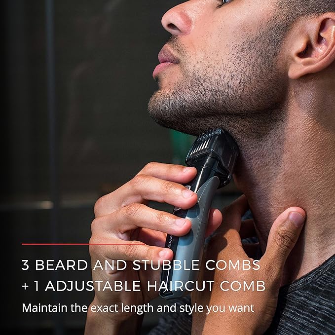 Remington Head to Toe Advanced Rechargeable Powered Body Groomer Kit, Beard Trimmer (10 Pieces), 6.3 Inch, Black