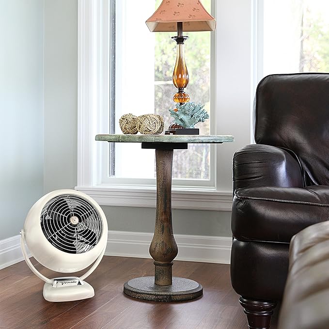 Vornado VFAN™ Sr. Vintage Fan, Large Retro Metal Air Circulator for Cooling & Decor, 3 Speeds, Adjustable Tilt, Durable Construction, Powerful Cooling Airflow, Floor Fan for Home, Vintage White
